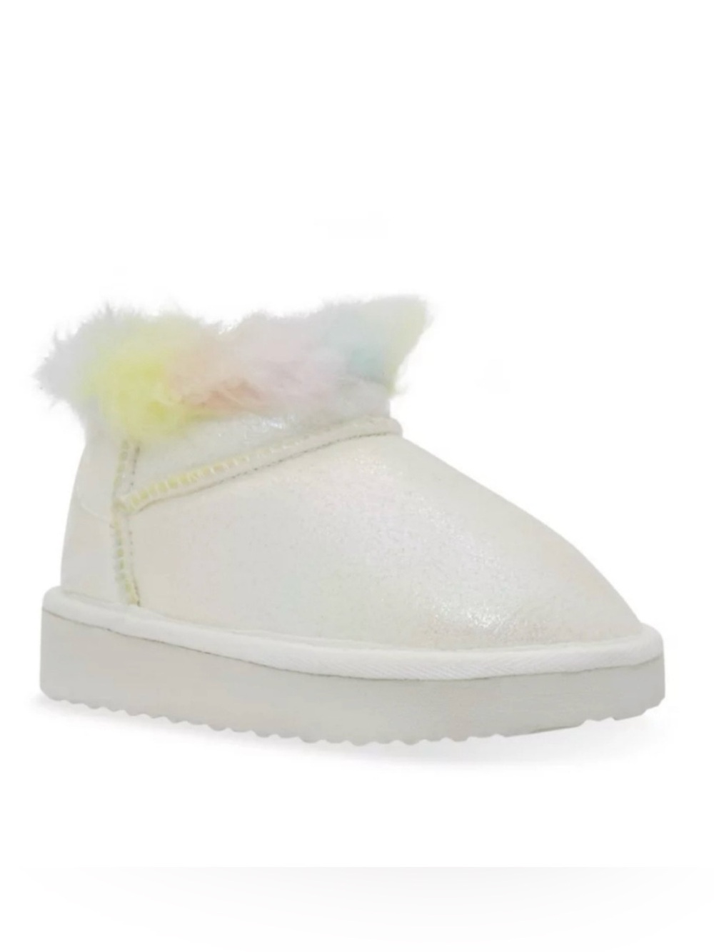 Stride Rite Iridescent Pink Cream Boots with Pastel Fur